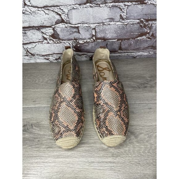 Sam Edelman Chloe Pink Beige Snake Skin Embossed Espadrilles Women’s 10M US/40EU - Picture 11 of 16